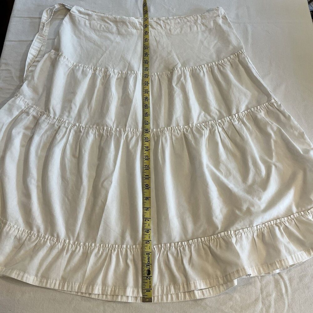 Women's White Midi Skirt Tiered Drawstring Waist Handmade Homemade 36”x31” - Picture 2 of 7